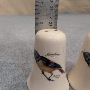 Vintage Maryland Baltimore Oriole Salt and Pepper Shakers Ceramic Bird image 4