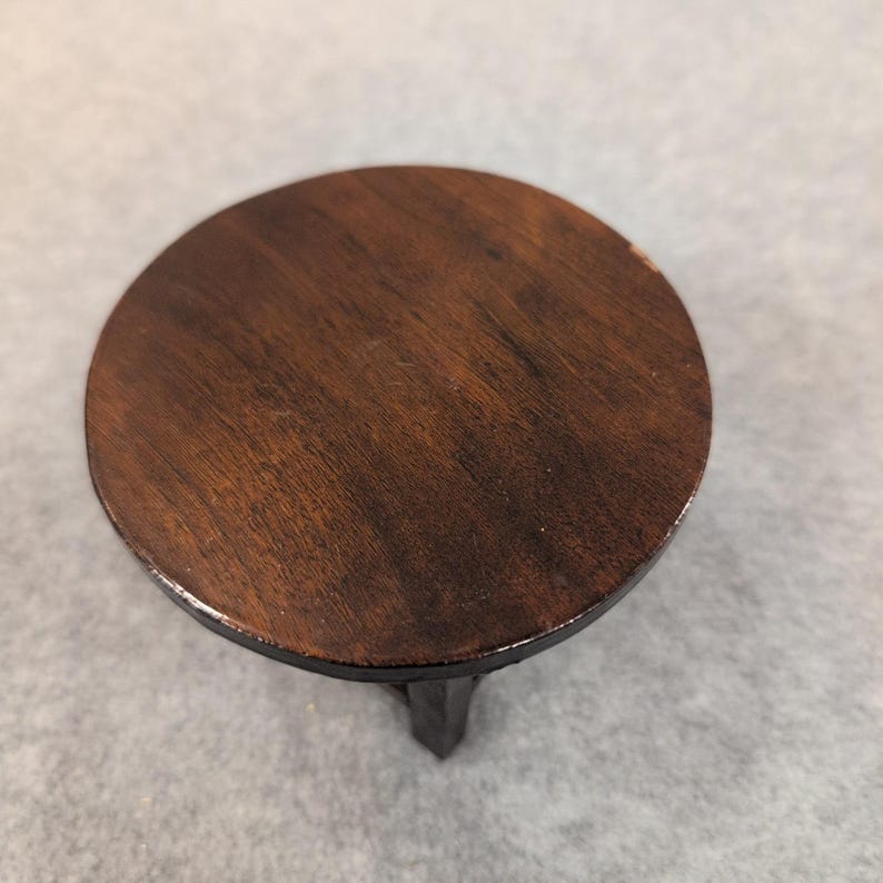Miniature Dark Wood Round Table Dollhouse Furniture Accessory Decor image 3