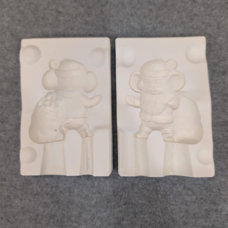 Moldes de Alberta A-285 para cerámica navideña de Papá Noel y ratón, 1982 imagen 1