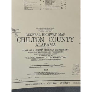 VTG 1978 Chilton County Alabama Highway Map 27" x 18" Clanton Jemison Thorsby image 2