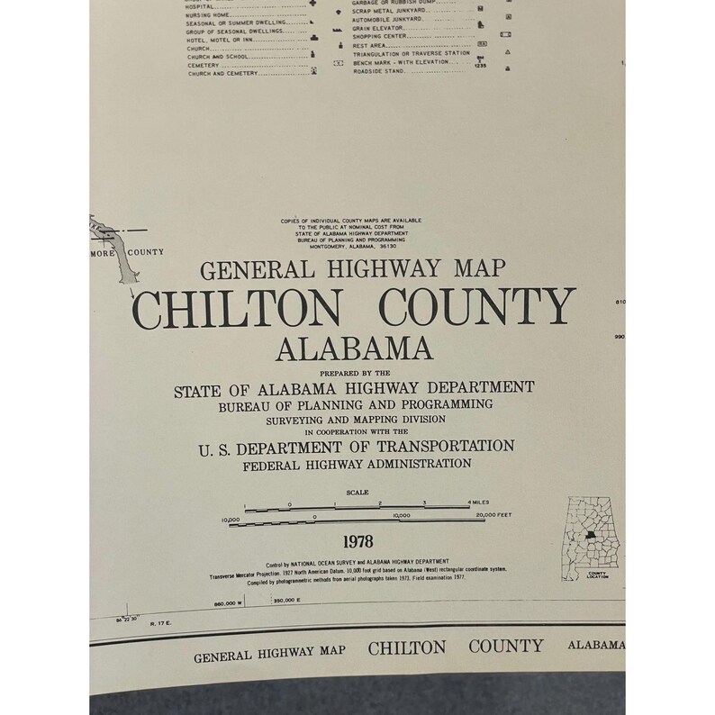 VTG 1978 Chilton County Alabama Highway Map 27" x 18" Clanton Jemison Thorsby image 2
