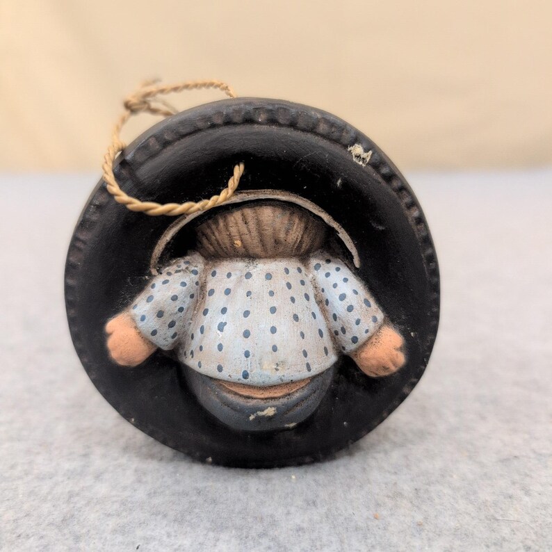 Vintage Ceramic Boy in Tire Swing Hanging Figurine Ornament Hand Painted Kitsch image 2