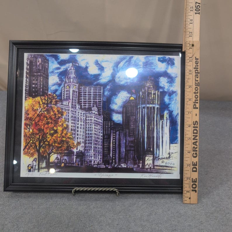 Ken Moriarty Signed Chicago Cityscape Limited Edition Print #2001 Framed Art image 7