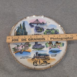 Vintage California Souvenir Plate Continental Royalty Landmarks Gold Rim Decor image 3