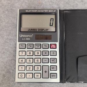 Unisonic LC-584 Solar Power Battery Backup Jumbo Display Calculator with Case image 1