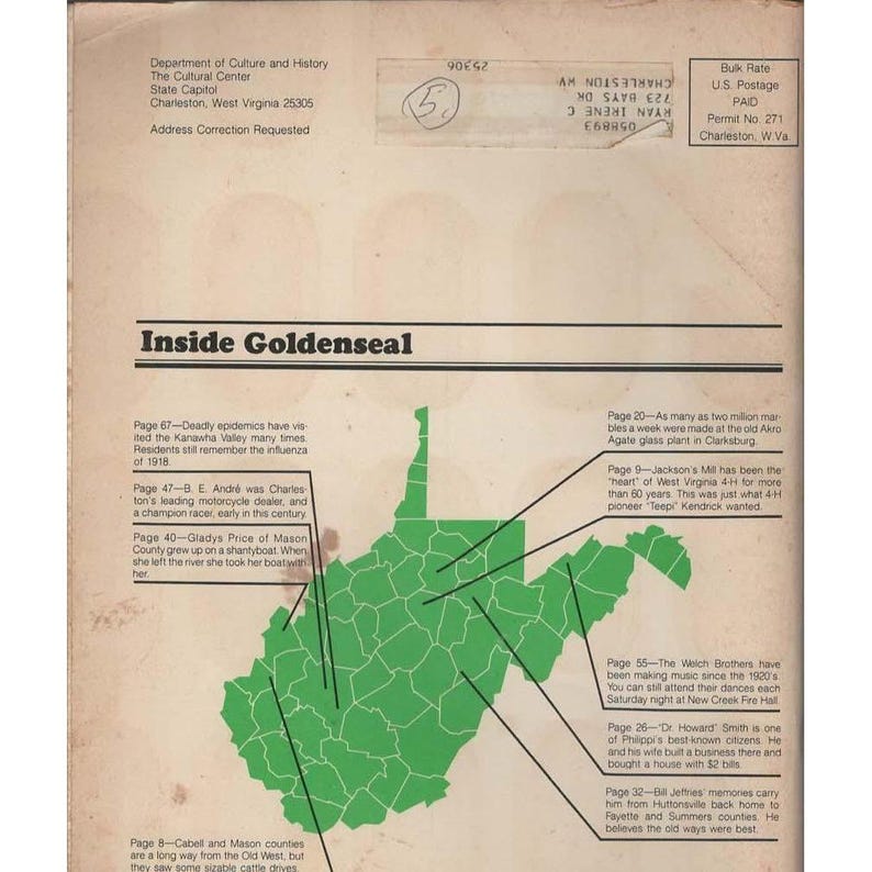 Goldenseal Magazine Virginia Traditional Life Summer 84 Cabell Mason County VTG afbeelding 2