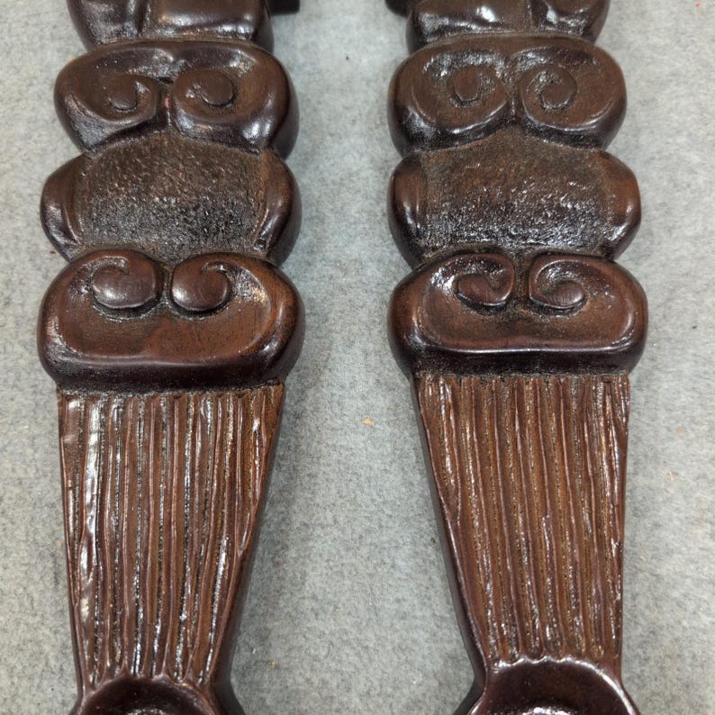 Vintage handgeschnitzte Holz Tribal Gabel und Löffel Wand Kunst Set dunkelbraun Dekor Bild 3