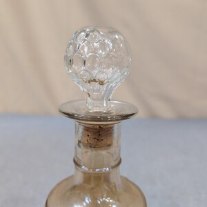 Vintage Amber Iridescent Glass Decanter Thumbprint Pattern with Stopper Cork image 3