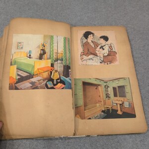 Álbum de recortes vintage hecho a mano con ilustraciones de mediados de siglo y artículos infantiles efímeros imagen 5