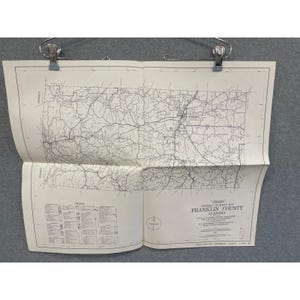 Vintage 1977 Franklin County Alabama Highway Map 22" x 18" Russellville Red Bay image 1