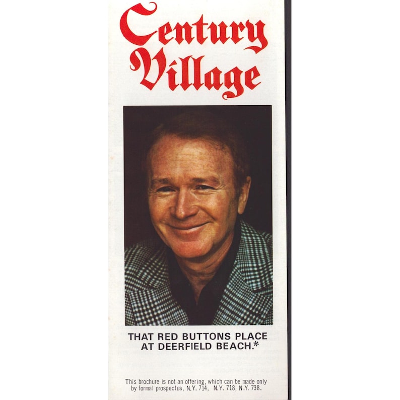 Vintage Century Village Deerfield Beach Florida Brochure Red Buttons Ephemera image 1