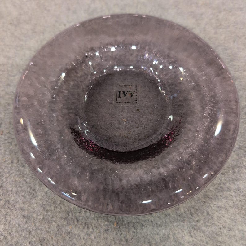 IVV Selezione Amethyst Purple Mouth Blown Glass Dish Made in Italy Textured image 1