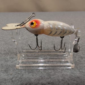 Vintage Whopper Stopper Hellbender Fishing Lure White Orange Eye Propeller Spin image 1