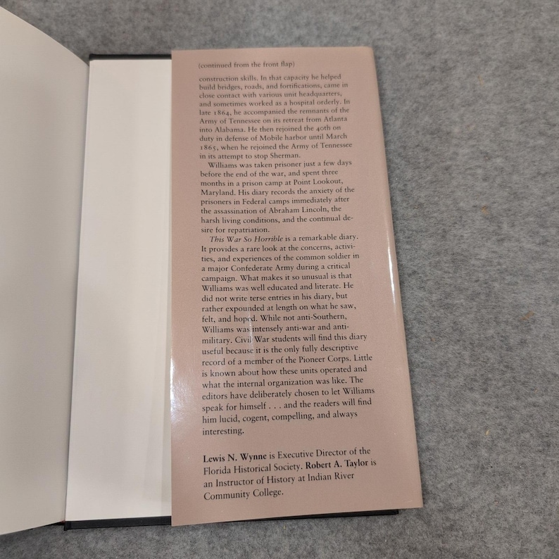 This War So Horrible Civil War Diary Hiram Smith Williams 1993 Hardcover Book image 7