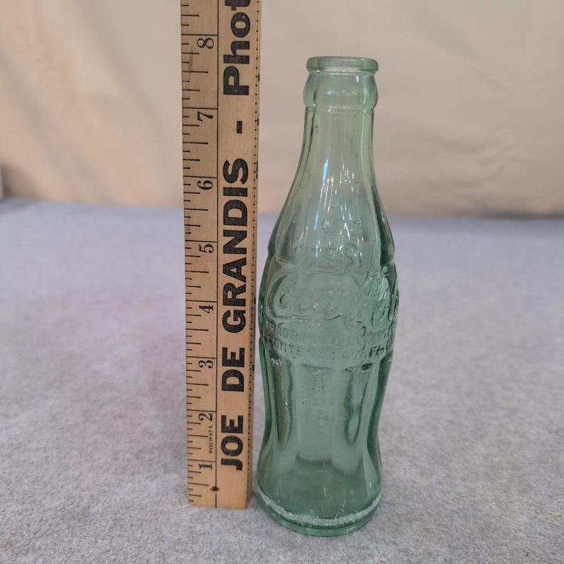 VTG Coca-Cola Glass Bottle Rome GA Georgia Green Embossed Hobbleskirt Contour image 4
