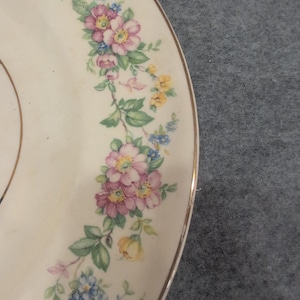The Harker Pottery Co Vintage Floral Oval Serving Platter Gold Trim Made in USA image 4