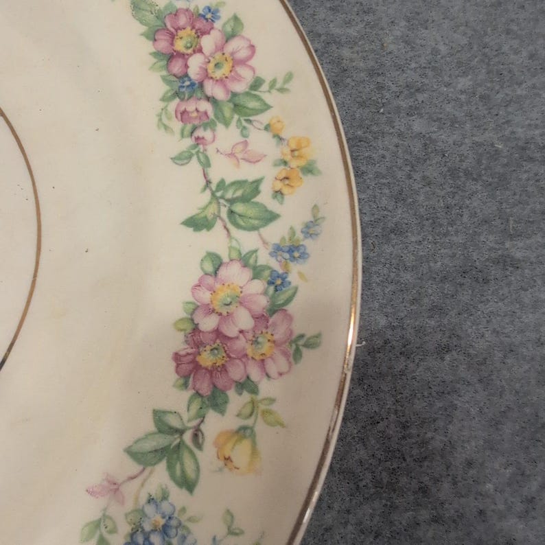 The Harker Pottery Co Vintage Floral Oval Serving Platter Gold Trim Made in USA image 4