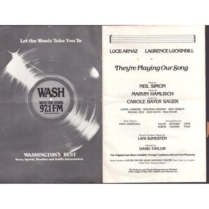 Ils jouent notre chanson - Programme Warner Theatre - Lucie Arnaz Laurence Luckinbill image 3