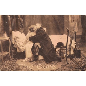 Antique 1909 RPPC "The Cure" Romantic Couple Kissing Postcard Wisconsin image 1