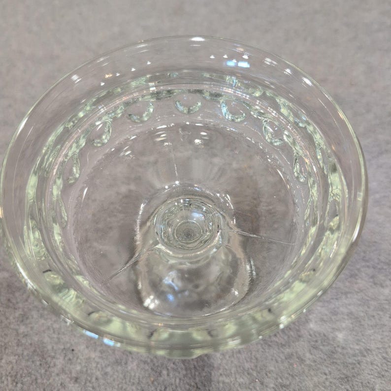Tiffin Franciscan Kings Crown Clear Pedestal Covered Candy Compote Dish Vintage image 5