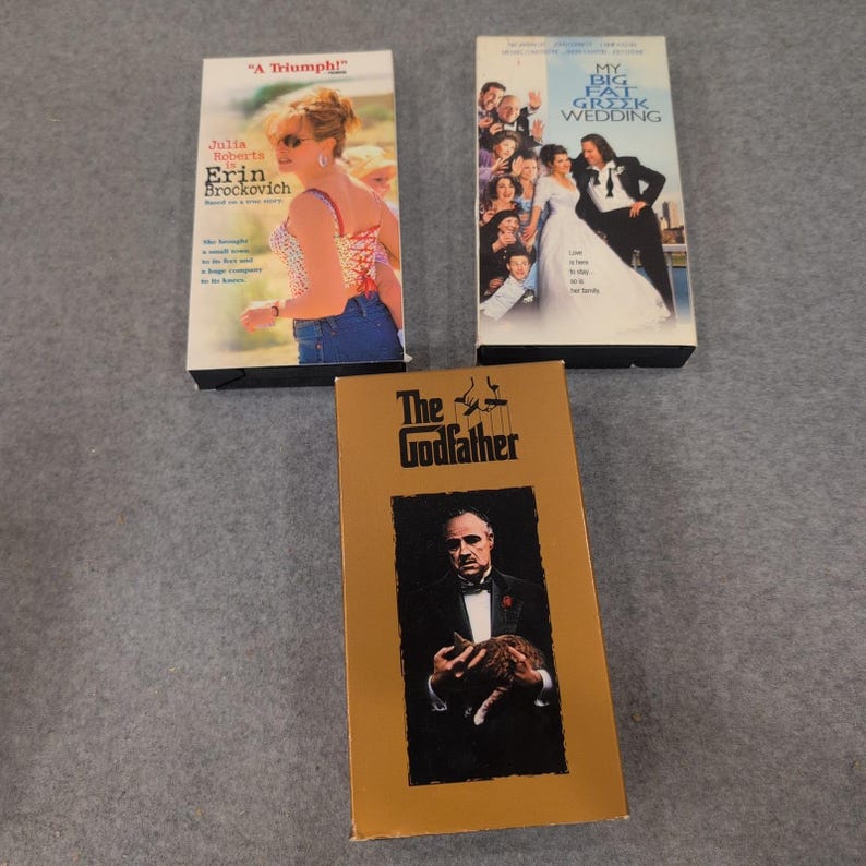 VHS Movie Lot The Godfather Erin Brockovich My Big Fat Greek Wedding 3 Tape Set image 1