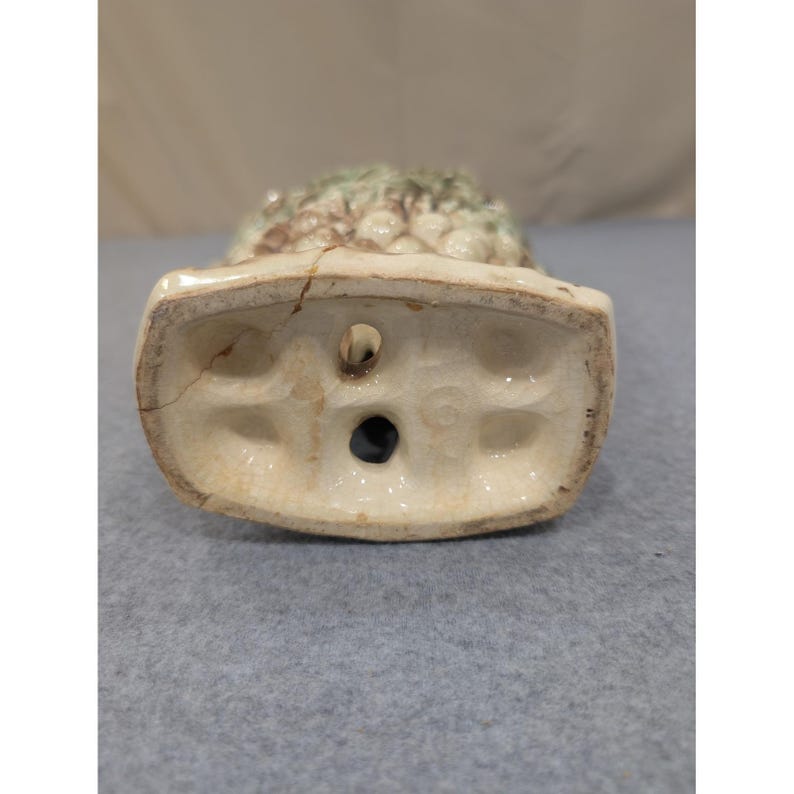 Vintage McCoy Pottery Grape and Leaf Relief Planter Green Brown Glaze Ceramic image 4