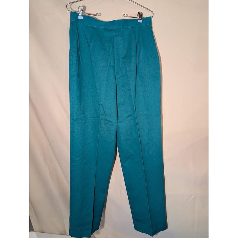Koret City Blues Teal Pleated Pants Women's 14 Cotton Blend Stain Read image 2