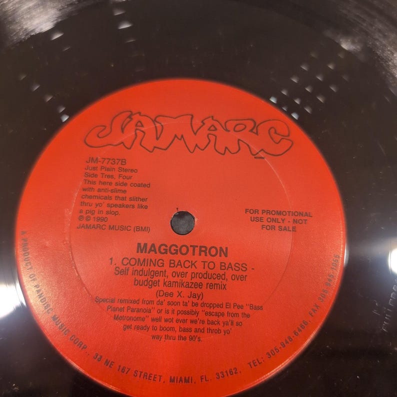 Maggotron Coming Back To Bass Pillow Talkin Baby 12" Vinyl Jamarc Records 1990 image 2