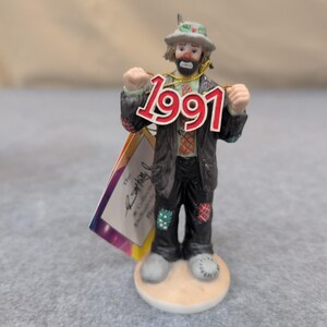 Emmett Kelly Jr 1991 clown beeldje ornament exclusief van Flambro 10097 met doos afbeelding 2