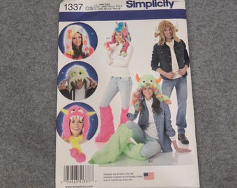 Simplicity 1337 Monster Animal Hats Leg Warmers Sewing Pattern One Size OS VG
