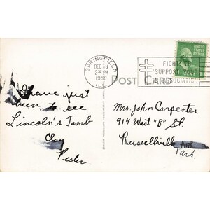 Vintage 1950 Lincoln Tomb Monument Postcard Springfield Illinois RPPC VG image 2