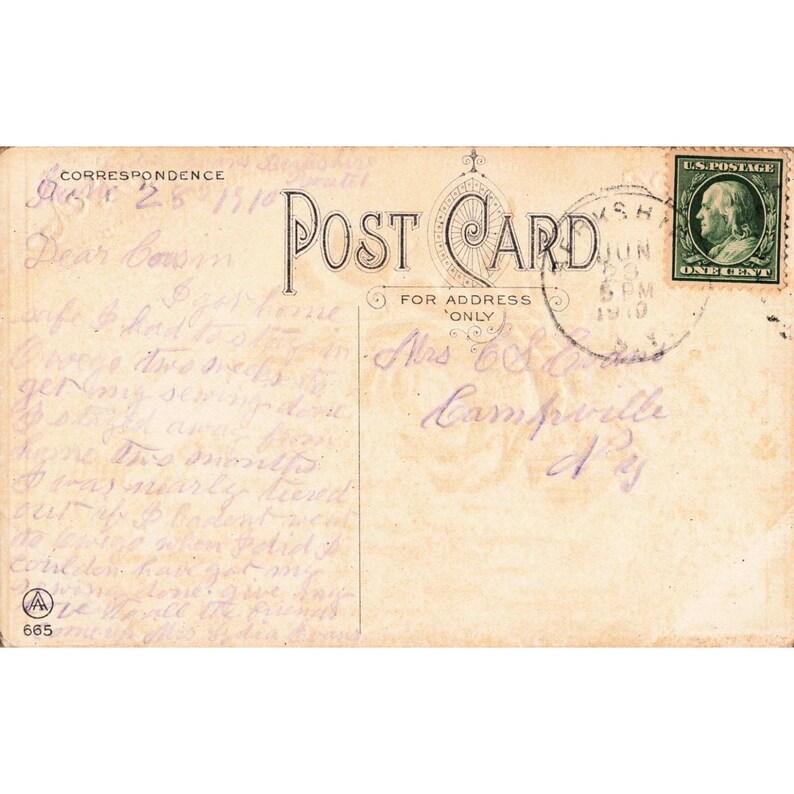 Antique 1910 Red Rose Reflection Postcard Embossed Gold Border 1c Franklin Stamp image 2