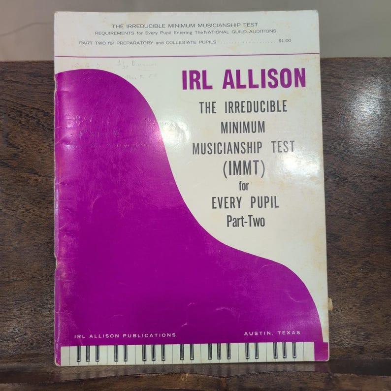 Irl Allison The Irreducible Minimum Musicianship Test IMMT Part Two Piano 1968 afbeelding 1