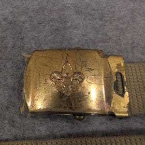 Vintage Boy Scouts of America Belt Buckle Web Belt Metal Brass Emblem 32 in image 2