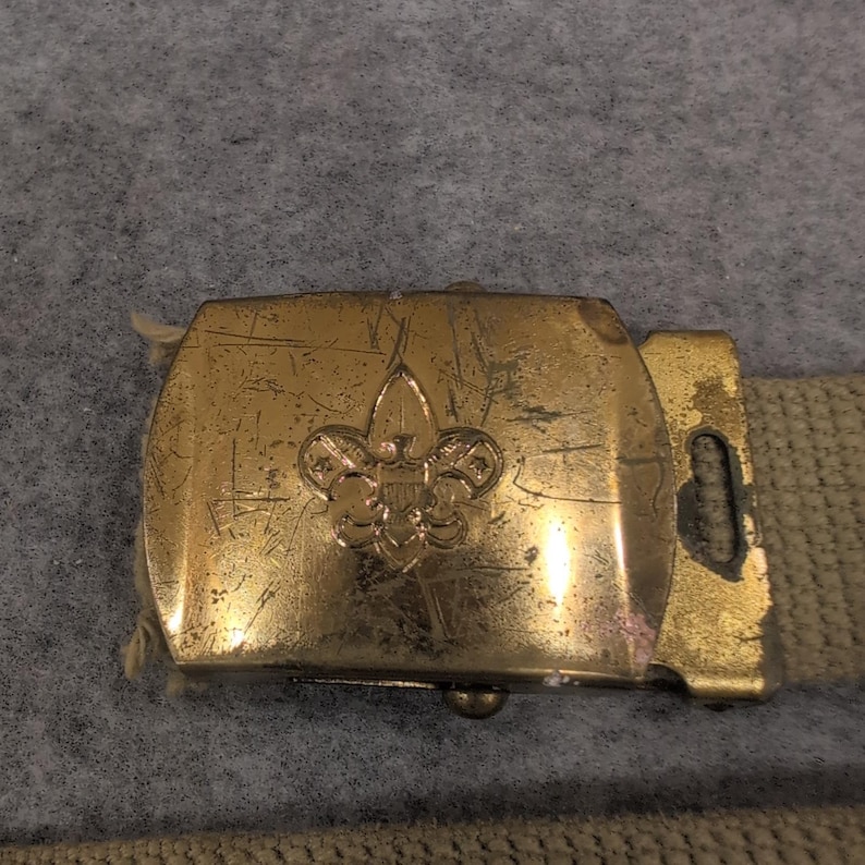 Vintage Boy Scouts of America Belt Buckle Web Belt Metal Brass Emblem 32 in image 2