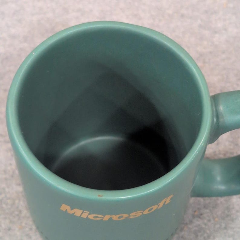 Vintage Microsoft Executive Briefing Center Coffee Mug Teal Made in USA Ceramic image 3
