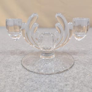 Vintage Heisey Crystolite helderglazen kandelaar set van 2 c. 1937-1957 afbeelding 3