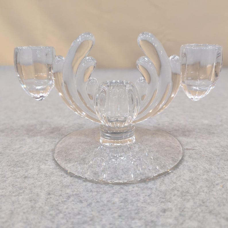 Vintage Heisey Crystolite helderglazen kandelaar set van 2 c. 1937-1957 afbeelding 3