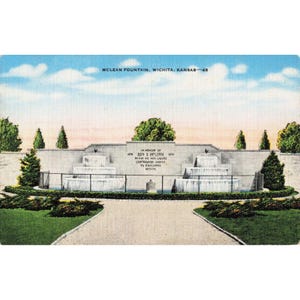 McLean Fountain Wichita Kansas Vtg Linen Postcard Ben E McLean Memorial 45 Bild 1