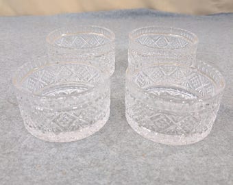 Shannon Dublin Crystal Salad Bowls Set of 4 Cut Glass Clear Round Dessert Dishes