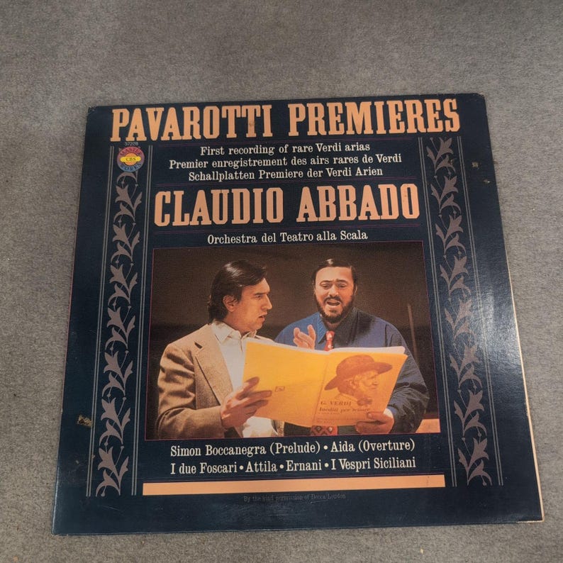 Pavarotti Premieres Verdi Claudio Abbado CBS Masterworks Vinyl LP 37228 image 1