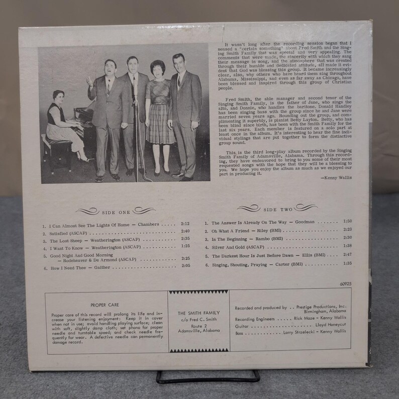 The Singing Smith Family Your Requests Vinyl-lp Prestige Productions PP66-161 VG afbeelding 2