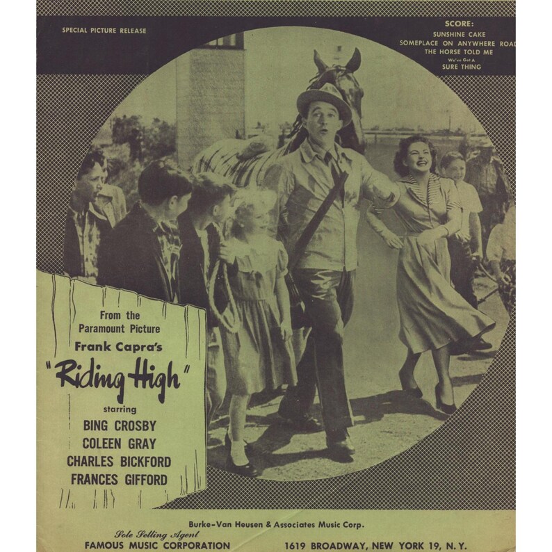Noter för vintage Riding High från 1950 av Bing Crosby, Frank Capra, Paramount Pictures bild 1