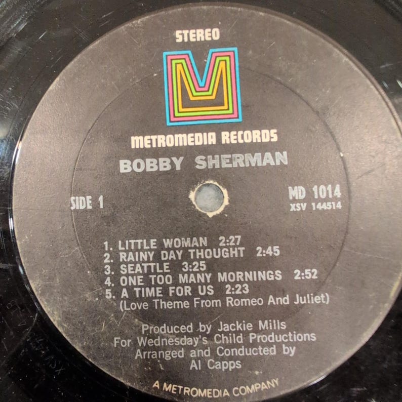 Bobby Sherman Self Titled Vinyl LP Metromedia MD 1014 Little Woman 1969 Stereo image 1