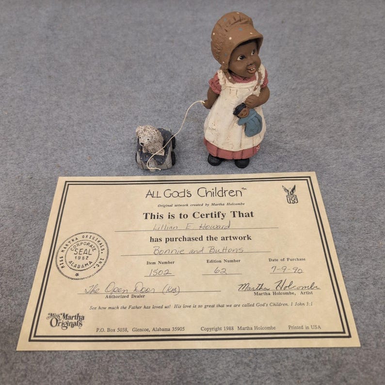 Martha Holcombe All God's Children Bonnie and Buttons Figurine 1502 Edition 62 image 8