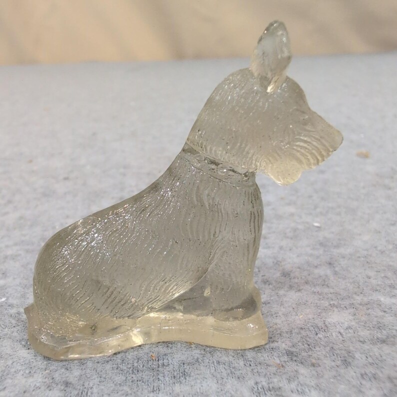Vintage Miniature Translucent Glass Scottie Dog Figurine Scottish Terrier Decor image 3