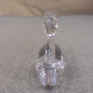 Vintage Clear Glass Swan Figurine Small Arched Neck Bird Sculpture Paperweight image 4