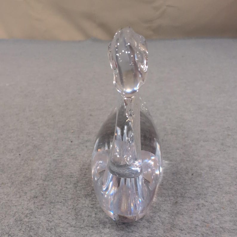 Vintage Clear Glass Swan Figurine Small Arched Neck Bird Sculpture Paperweight image 4
