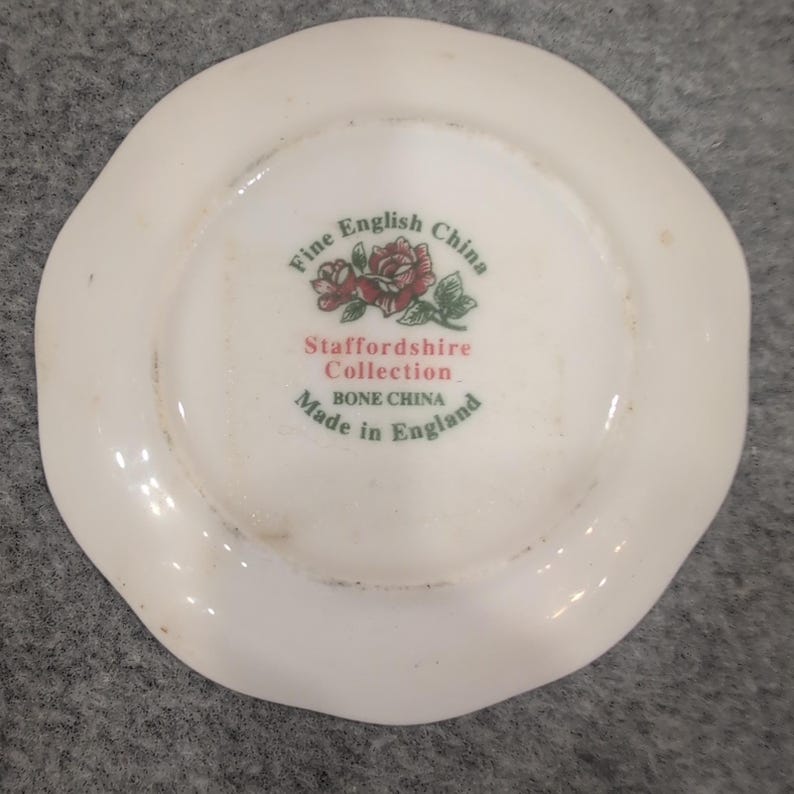 Staffordshire Collection Bone China Trinket Dish England Mother Child 2.75" image 3