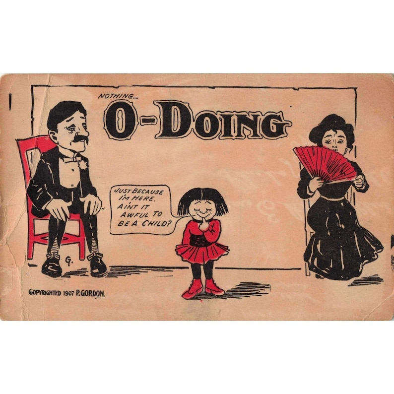 Vtg 1907 Comic Postcard Nothing O-Doing P Gordon Popular Comics 3700 image 1